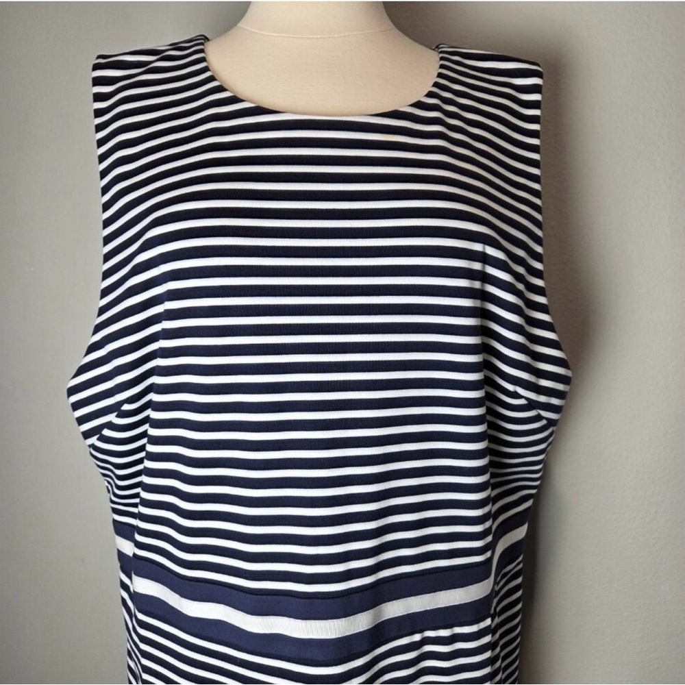 Draper James XXL Striped Ponte Sheath Dress Nautical Navy Blue & White Sailor - Picture 6 of 10